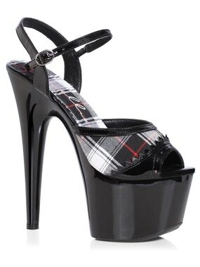 🔥ELLIE SHOES🔥
ELLIE 709-BRITNEY 7" PLAID SANDAL🔥BRAND NEW 
709-BRITNEY/BLKW/8